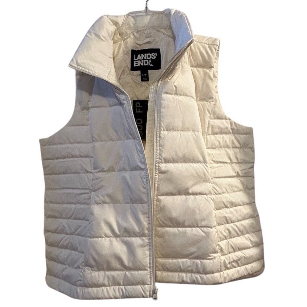 Lands’ End Women's Ivory Down‎ Puffer Vest Size L Petite Lightweight Casu… - Picture 4 of 14